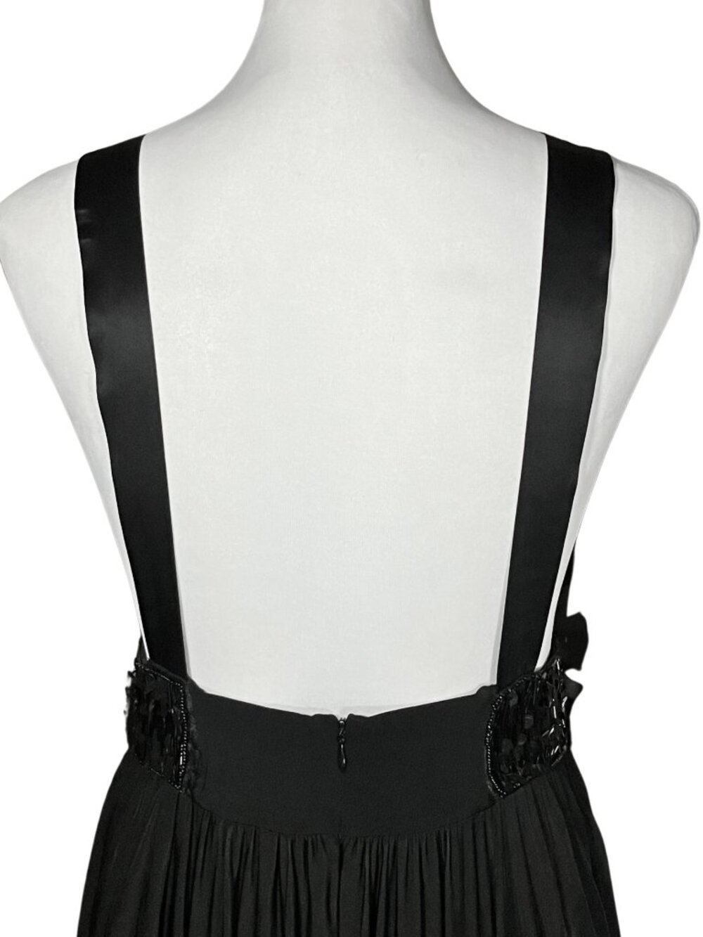 90s Y2K Vintage Bebe Backless Black Midi Dress. S/M. Cocktail Party Beaded Prom - Picture 8 of 11